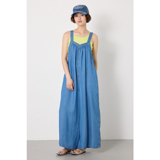 Thickness DENIMギャザーサロペット BLU