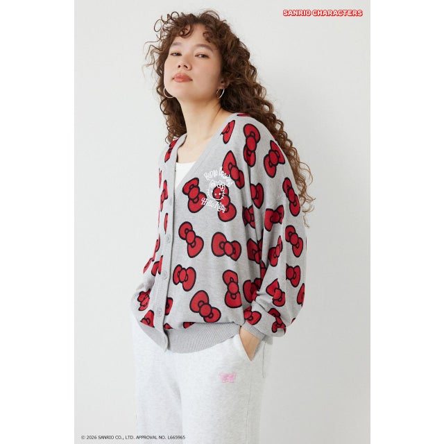 (HELLO KITTY)パターンカーディガン 柄RED5