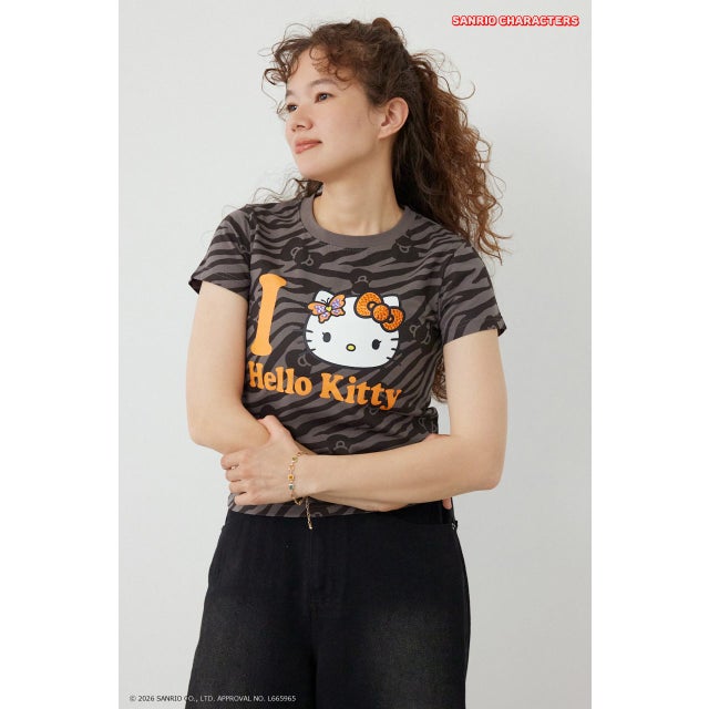 (HELLO KITTY) Face Tシャツ 柄GRY5