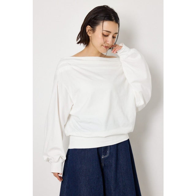 タックデザインオフショルL/Sトップス O/WHT1