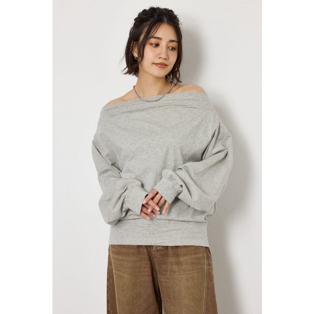 タックデザインオフショルL/Sトップス L/T.GRY1