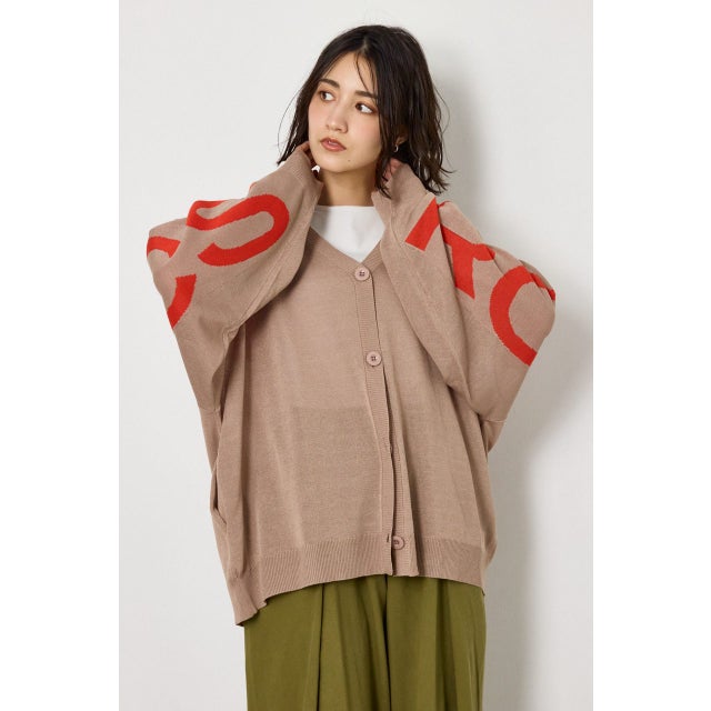 WIDE LOGO ニットカーディガン BEG
