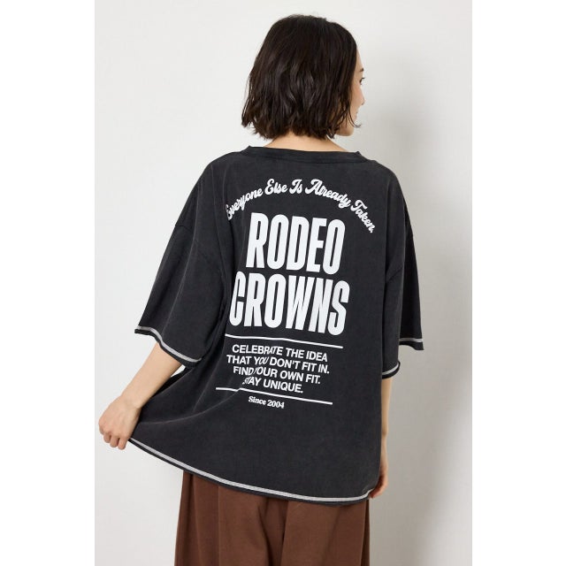 ヴィンテージライクステッチ5分袖Tシャツ BLK