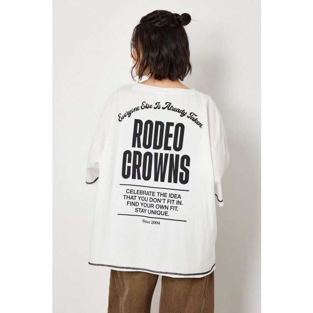 ヴィンテージライクステッチ5分袖Tシャツ O/WHT1