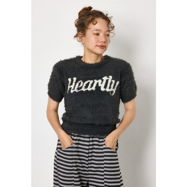 Heartlyシャギー半袖ニット C.GRY