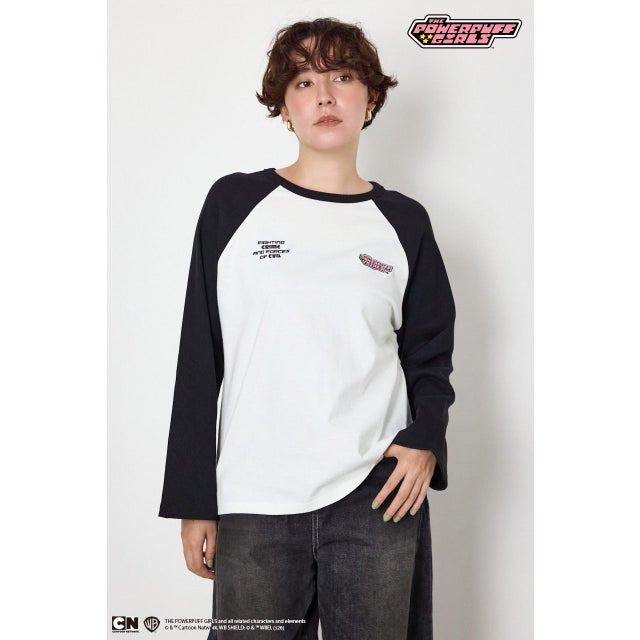 (パワーパフ ガールズ)ラグランロングスリーブTシャツ 柄WHT5