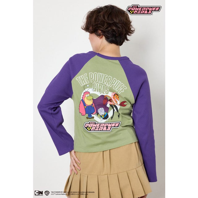 (パワーパフ ガールズ)ラグランロングスリーブTシャツ 柄KHA5