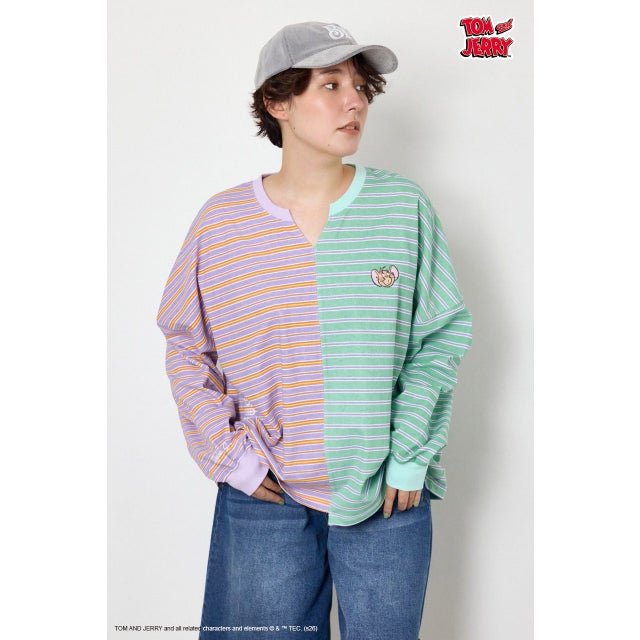 (TOM and JERRY)カスタムボーダーロンTEE 柄PUR5
