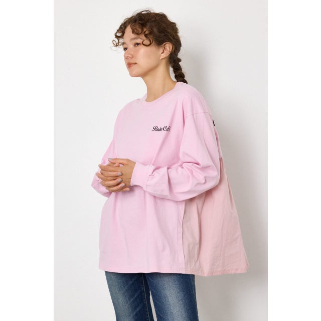 バックギャザードッキングロングTシャツ L/PNK1