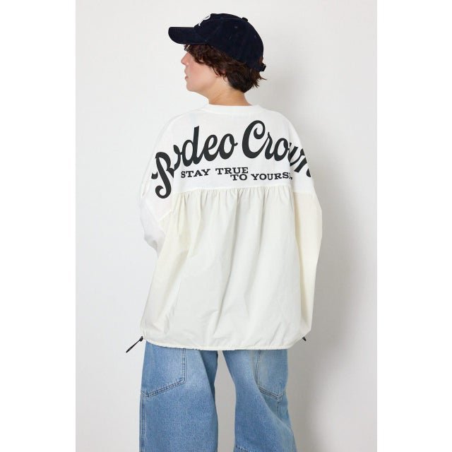 布帛切替ロゴロングTシャツ O/WHT1