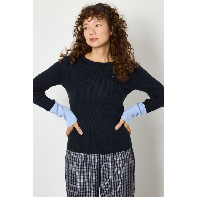 スリーブカラーニットトップス C.GRY
