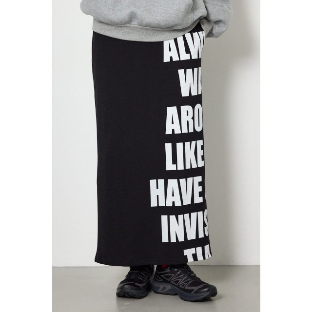 メッセージスウェットナロースカート BLK