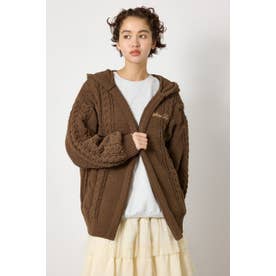 モールニットロゴトッパーカーディガン BRN