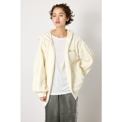 モールニットロゴトッパーカーディガン O/WHT1｜詳細画像