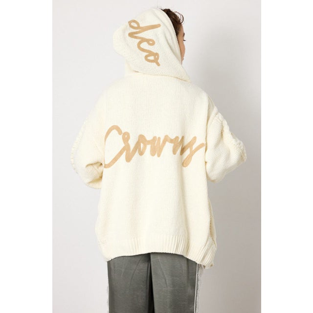 モールニットロゴトッパーカーディガン O/WHT1