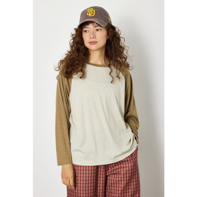 ラグランベーシックロンTEE 柄BEG5