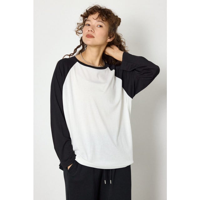 ラグランベーシックロンTEE 柄BLK5