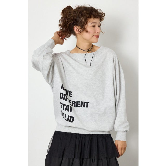 マルチWAYショルダーメッセージスウェットトップス L/T.GRY1