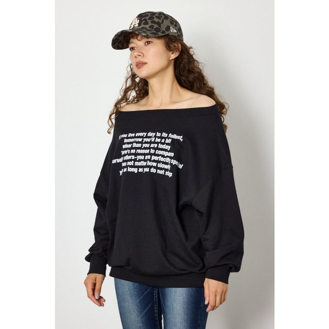 マルチWAYショルダーメッセージスウェットトップス BLK