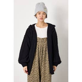 モールニットロゴトッパーカーディガン BLK