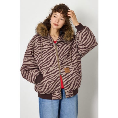 FUR HOODED ワークジャケット 柄BRN5｜詳細画像