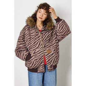 FUR HOODED ワークジャケット 柄BRN5