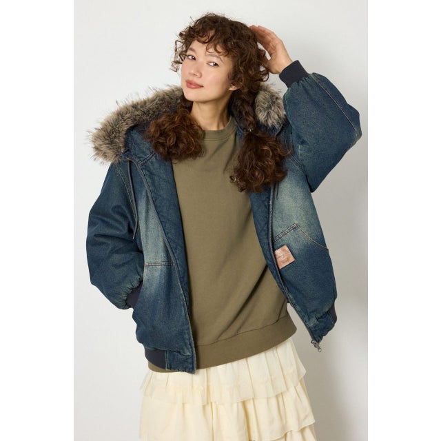 FUR HOODED ワークジャケット BLU