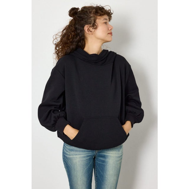 2WAYオフショルダーフーディー BLK
