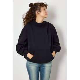 2WAYオフショルダーフーディー BLK
