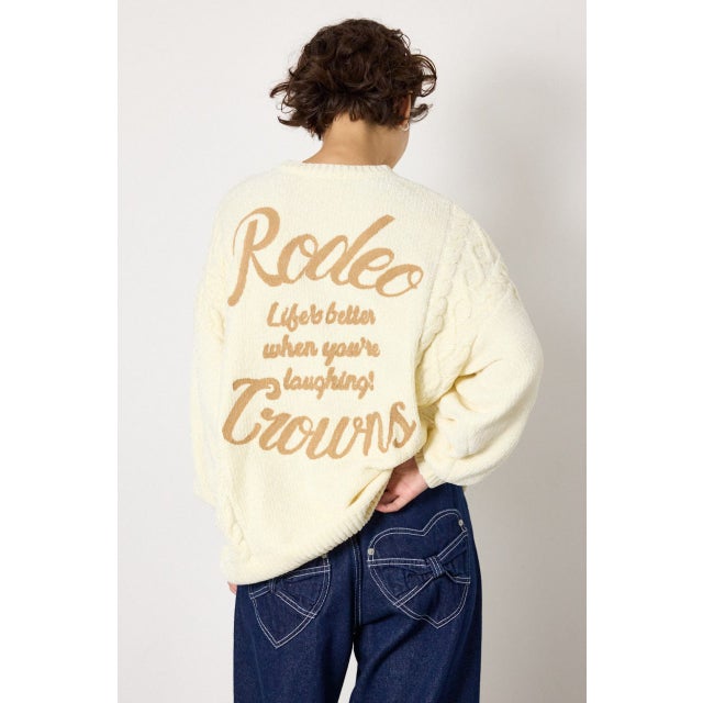 モールニットEMBROIDERYロゴトップス O/WHT1