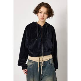 L.B.ベロアWジップパーカー BLK