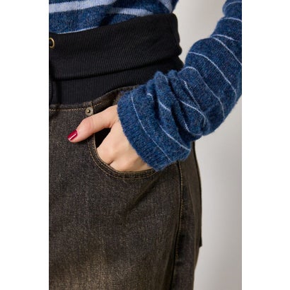 ウエストRIBウォッシュワイドDENIMパンツ BLU｜詳細画像