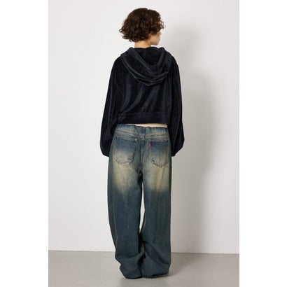 ウエストRIBウォッシュワイドDENIMパンツ BLU｜詳細画像