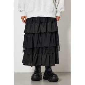 マルチファブリックティアードスカート BLK