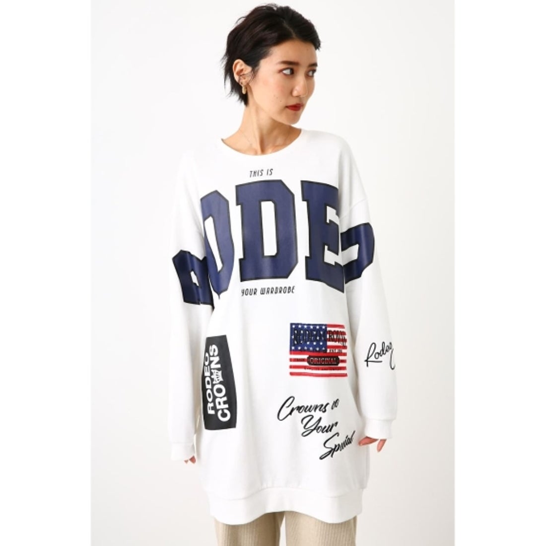 RODEO CROWNS WIDE BOWL ロゴパッチBYワンピース （O/WHT1 