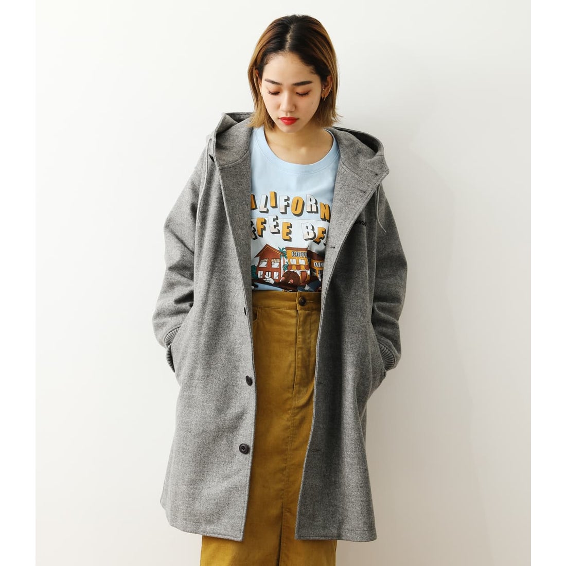RODEO CROWNS WIDE BOWL ニットメルトンフーディーコート T.GRY -靴 