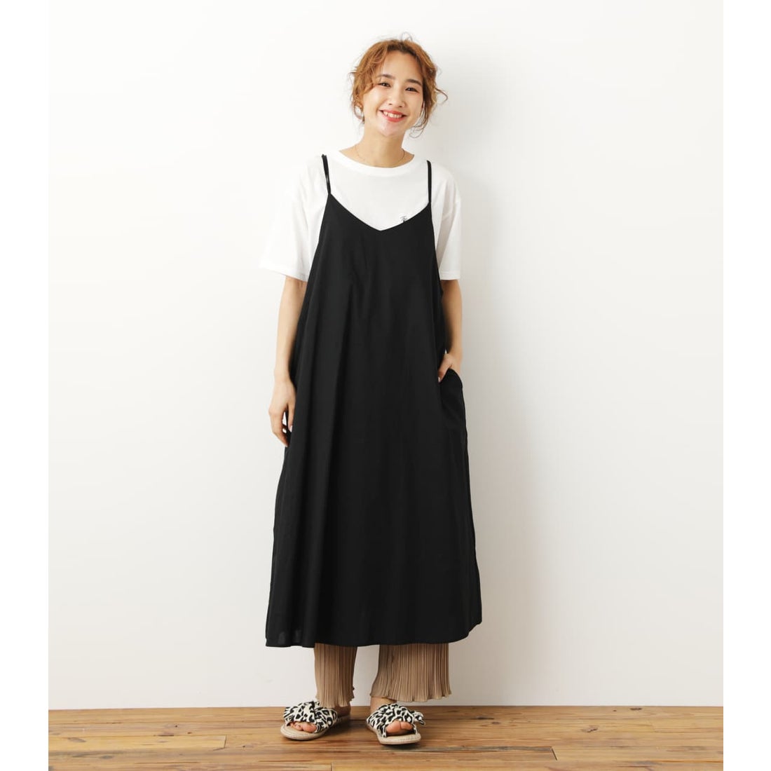 RODEO CROWNS WIDE BOWL Tシャツ付キ キャミワンピース BLK -靴