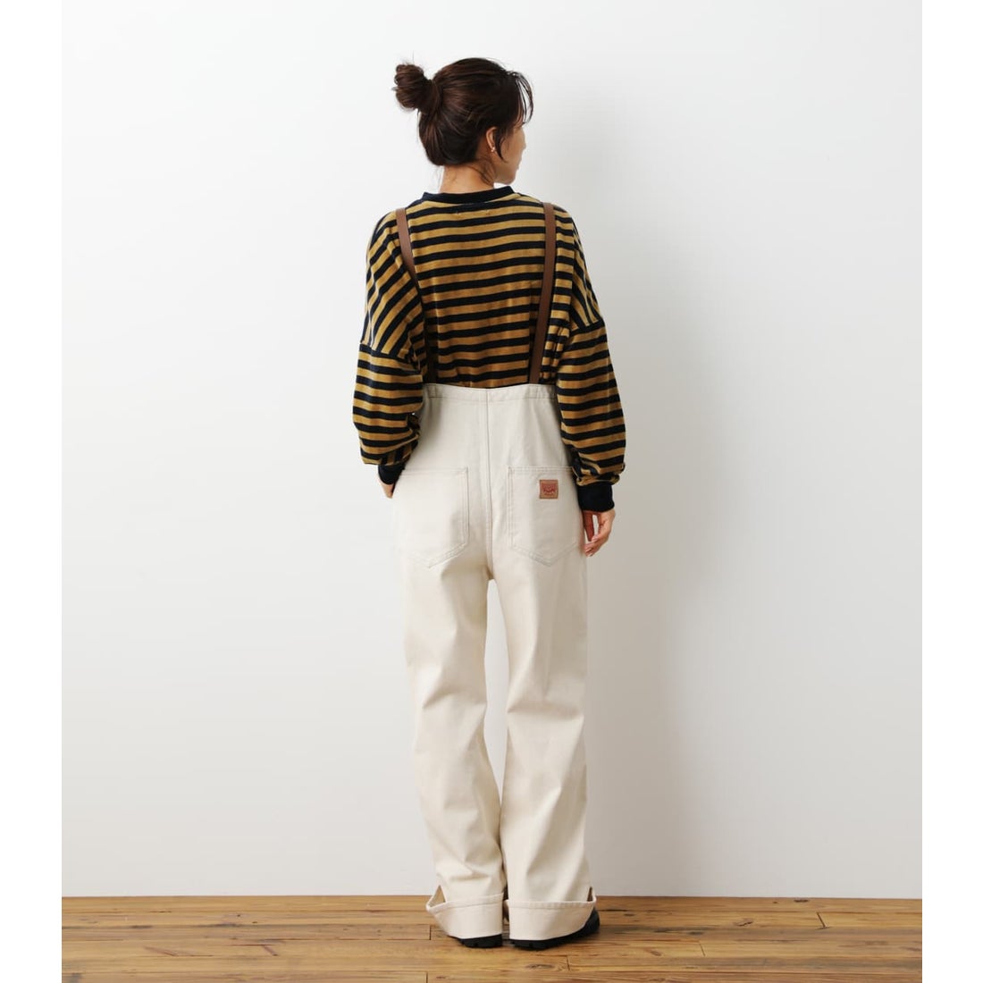 RODEO CROWNS WIDE BOWL ショルダーFレザーサロペット O/WHT1 
