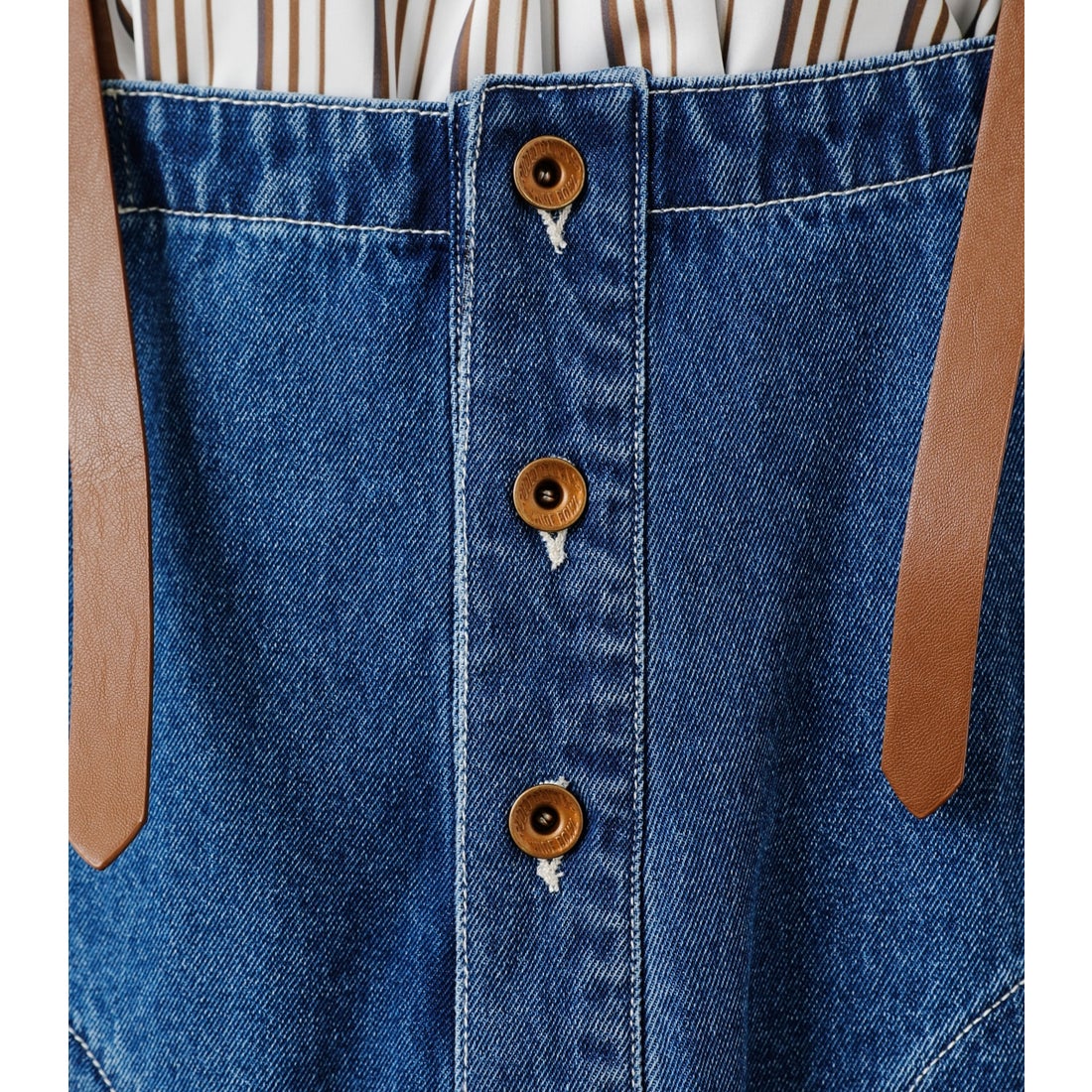 RODEO CROWNS WIDE BOWL ショルダーFレザーサロペット BLU