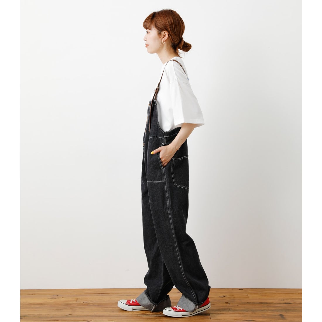 RODEO CROWNS WIDE BOWL ショルダーFレザーサロペット BLU 