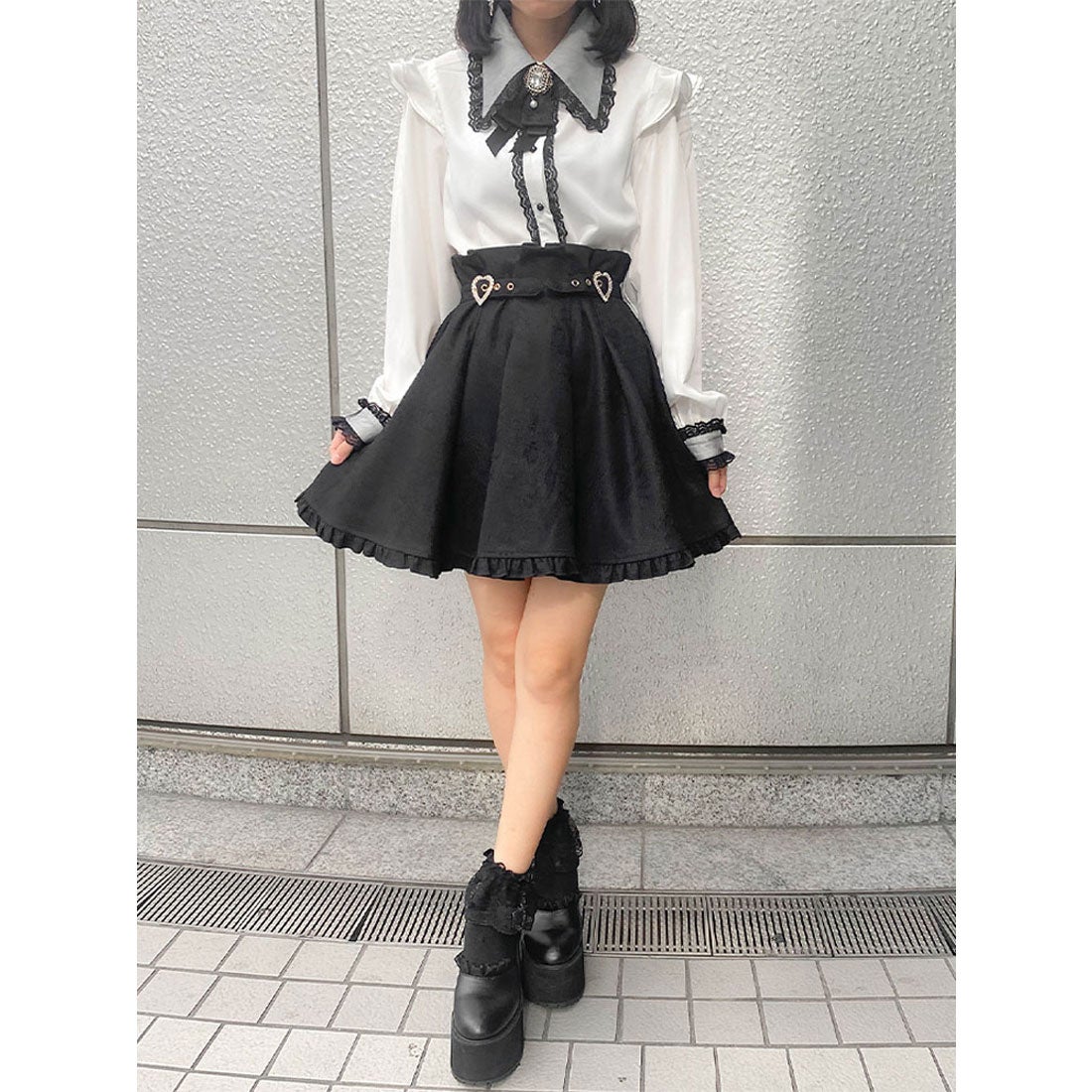 ロジータ ROJITA ハートバックルスカート （ブラック） -ファッション 