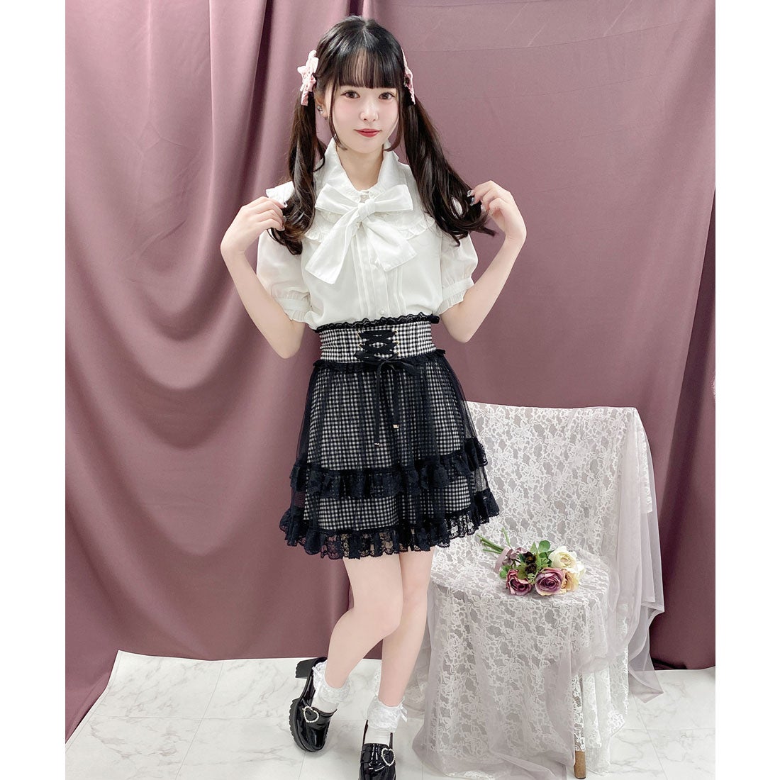 ロジータ ROJITA チュールフレアスカート （グレー） -ファッション 