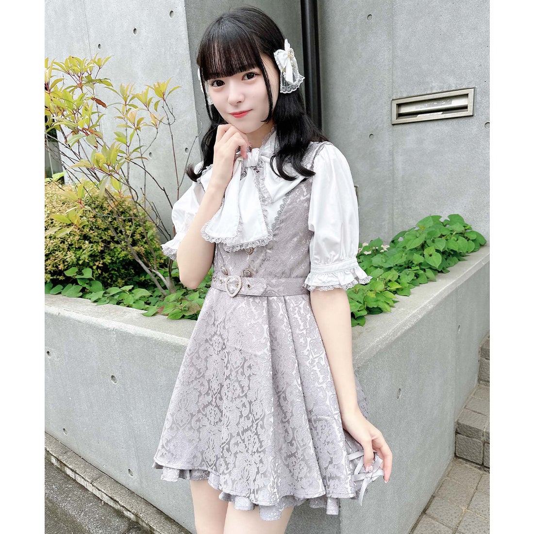 ロジータ ROJITA ハートバックルジャガードロンパース （グレー 