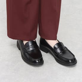 レディース ローファ 学生靴 クッション性 インソール 軽量 通勤 通学 撥水加工 軽量 防滑 防臭 履き心地 （ブラック）