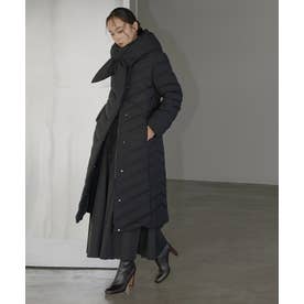 洗える 撥水 静電気防止 ｜ キレイシルエット ・ ロングダウンコート ( フード マフラー 付き ) ｜ ダウン・ロングダウン・コート・ロングコート・冬アウター・アウター（ブラック）