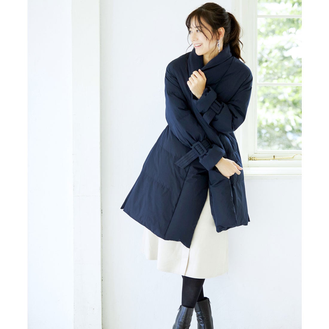 ルイルエブティック RUIRUE BOUTIQUE 【洗える】ガウン風ダウンコート 