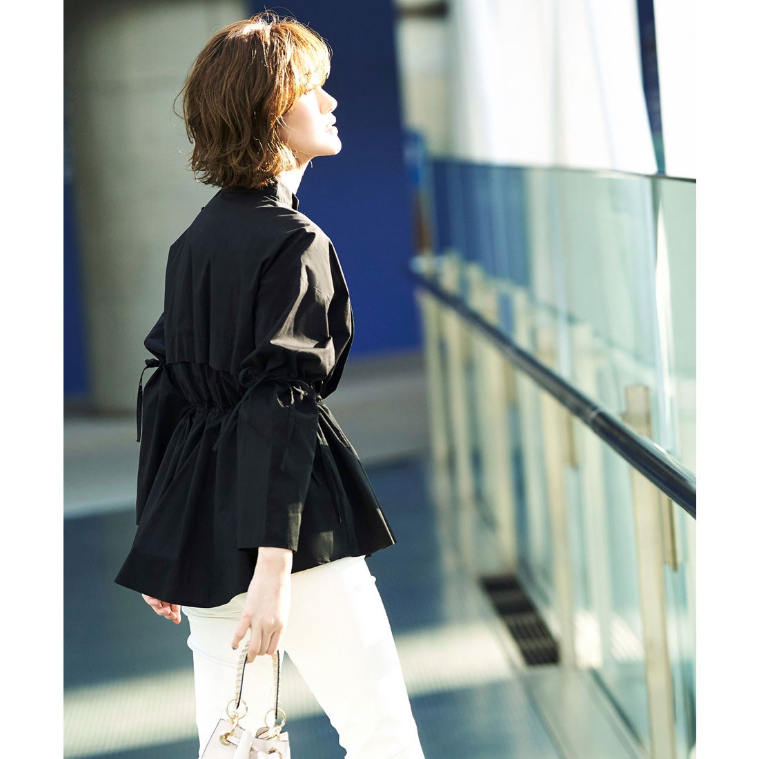 ルイルエブティック RUIRUE BOUTIQUE サイドリボンペプラムシャツ 