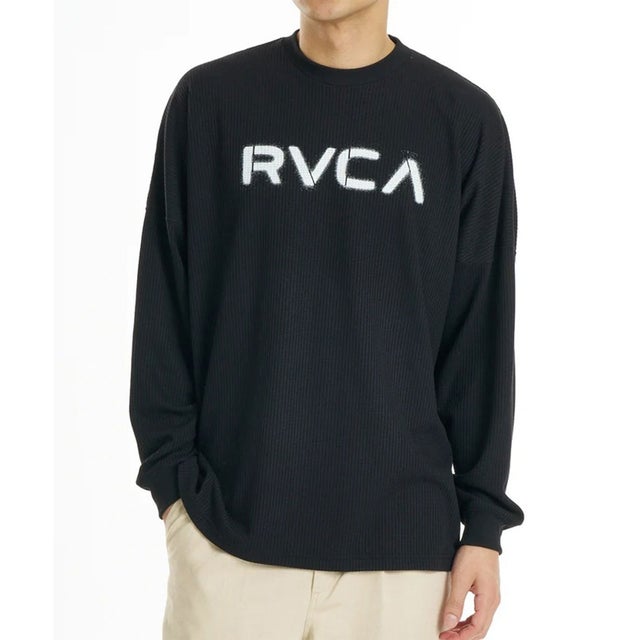 長袖 Tシャツ ロンT メンズ ワッフルTシャツ DAY （BLK）