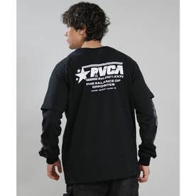 長袖 Tシャツ ロンT メンズ フェイクレイヤード BANDANA （BLK）