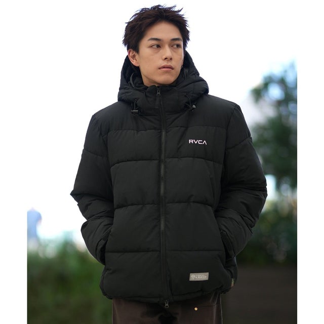 ジャケット メンズ ロゴ バックプリント 中綿 軽量 （BLK）